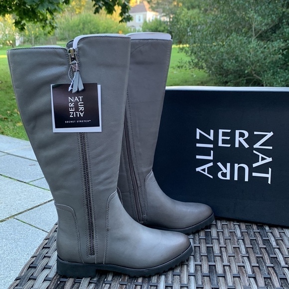 Naturalizer gael dark grey wide calf leather boots - Picture 4 of 16